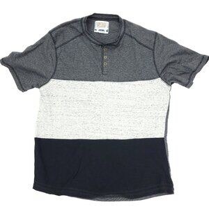 Vintage Revival Henley T-shirt Mens Large Gray White Colorblock Tee Short Sleeve